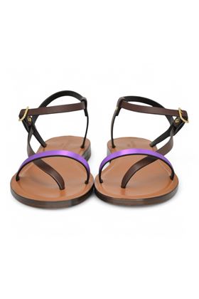 Infradito donna in cuoio multicolore. DONNARI' | DC24A-TESTA DI MORO VIOLA